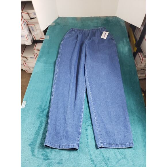 Alia Jeans Size 10 Womens Blue Pants Stretch Elastic Waist Pull On Straight NWT - Picture 1 of 14